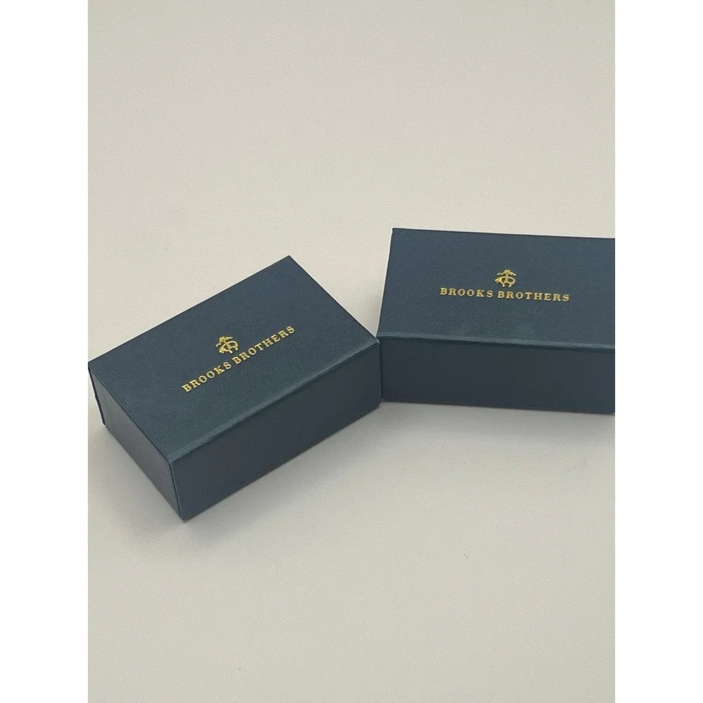 Brooks Brothers Gold Tone Basketweave Cufflinks and Tie Clip Set with Boxes
